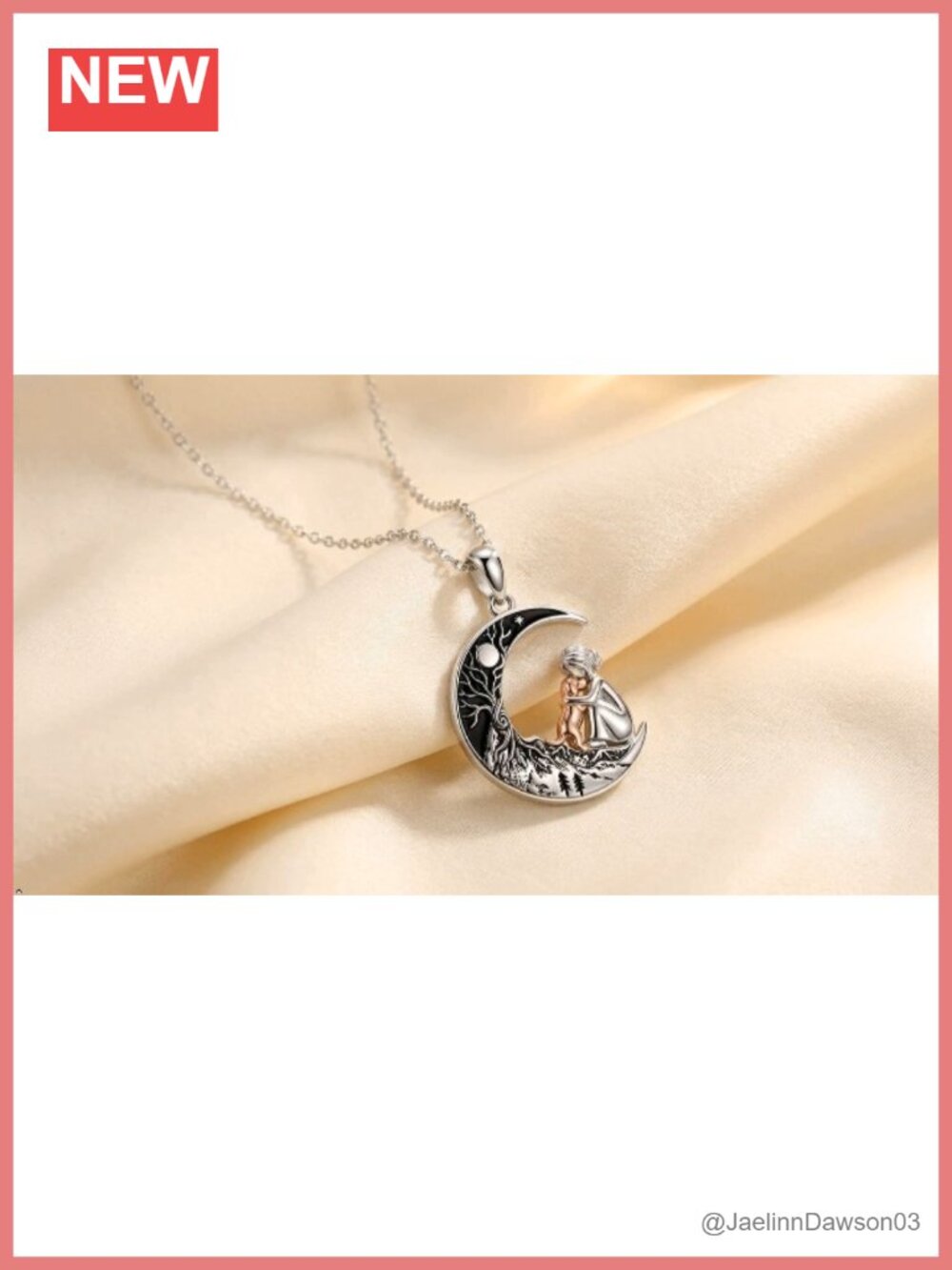 Crescent Moon Black Cat Pendant Necklace Tree of Life Gothic Jewelry Gift - Picture 6 of 6